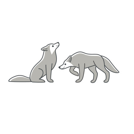 Cartoon wolf sketch line icon. Childish print for nursery, kids apparel, poster, postcard, pattern.のイラスト素材