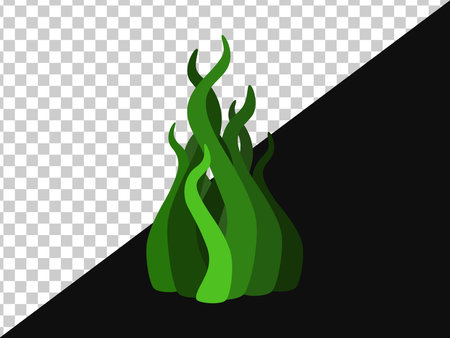 Green algae stretched by grass without background and on dark oneのイラスト素材