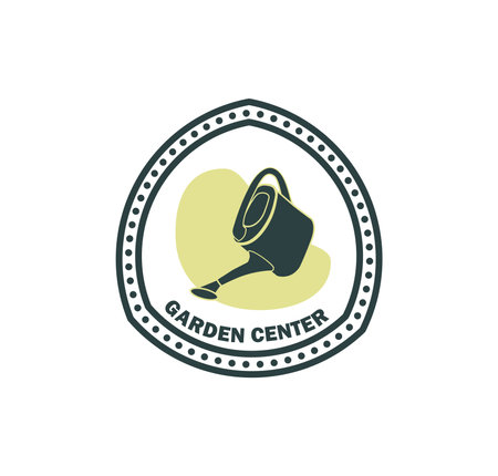 Logo simple for garden center in retro style with watering can vector imageのイラスト素材
