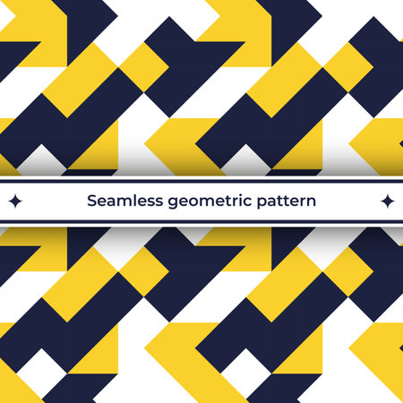 Geometric modern pattern seamless with abstract shapes straight yellow blue white vector imageのイラスト素材