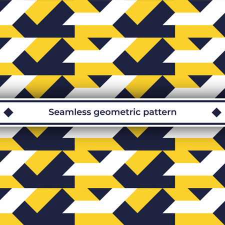 Geometric modern seamless pattern with straight triangle shapes yellow blue white vector imageのイラスト素材