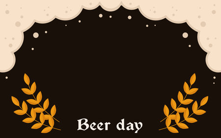Banner beer day on dark background with barley empty middle vector alcohol pub barのイラスト素材