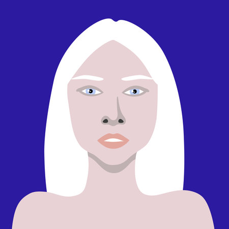 Young albino woman with European appearance in minimalist style vector portraitのイラスト素材