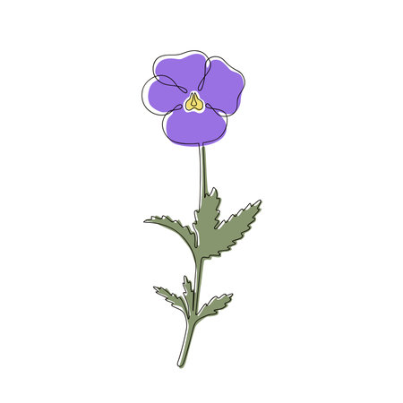 Violet flower line with spots on white backgroundのイラスト素材