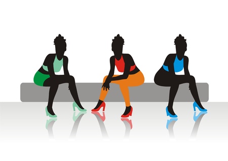 The beautiful girls sits on a sofaのイラスト素材