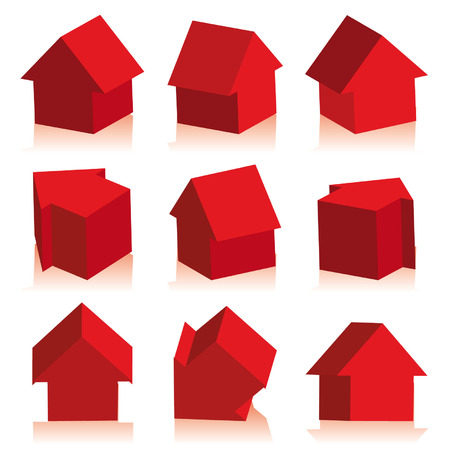 Collection of houses red, iconのイラスト素材