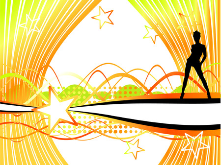 Fashion girl silhouette, flowing frameのイラスト素材