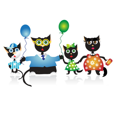 Happy , catsのイラスト素材