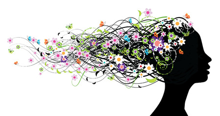 Floral head silhouetteのイラスト素材