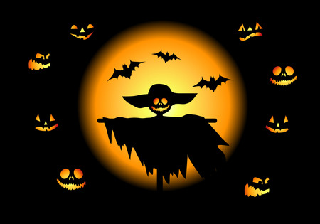 Halloween night background, vector illustrationのイラスト素材