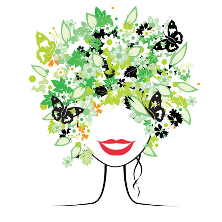 Floral hairstyle, beautiful woman for your designのイラスト素材