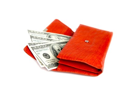 Money wallet red, happy shoppingの写真素材
