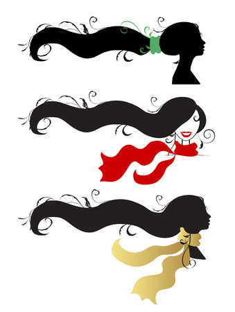 Beautiful woman, head silhouette for your designのイラスト素材