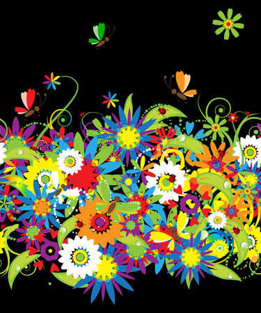 Summer night. Floral seamless background for your designのイラスト素材