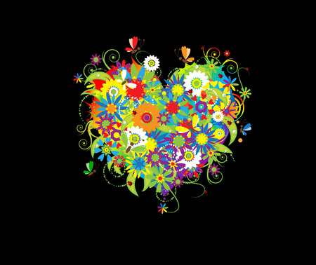 Summer floral heart for your designのイラスト素材