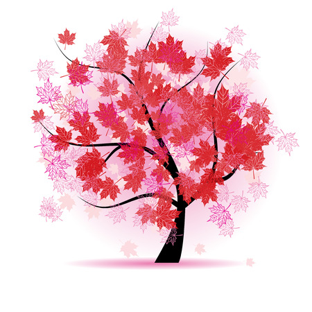 Maple tree, autumn leaf fallのイラスト素材
