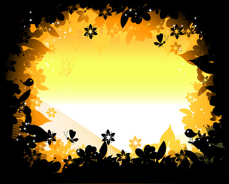 Morning dawn, nature frame silhouette for your designのイラスト素材