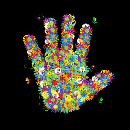 Floral hand shape. See also floral style images in my galleryのイラスト素材