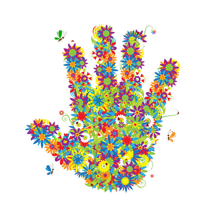 Floral hand shape. See also floral style images in my galleryのイラスト素材