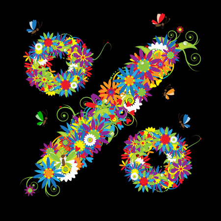 Percent sign. Floral design. See also signs in my galleryのイラスト素材