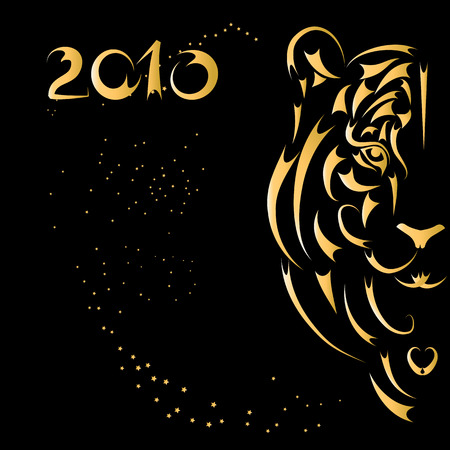 Tiger stylized silhouette, symbol 2010 yearのイラスト素材