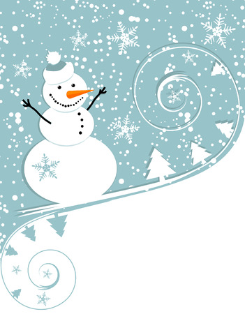 Happy snowman, christmas cardのイラスト素材