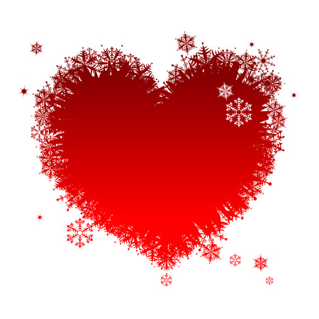 I like winter! Heart shape of snowflakesのイラスト素材