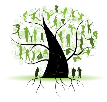 Family tree, relatives, people silhouettesのイラスト素材