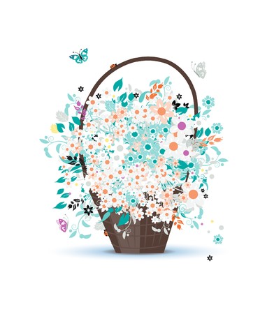 Basket with flowers for your designのイラスト素材