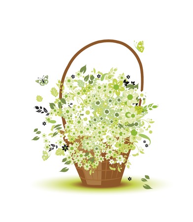 Basket with flowers for your designのイラスト素材