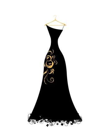 Evening dress black on hangersのイラスト素材