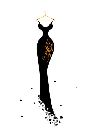 Evening dress black on hangersのイラスト素材