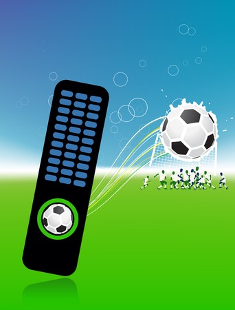 Football players on field, soccer ball and control consoleのイラスト素材