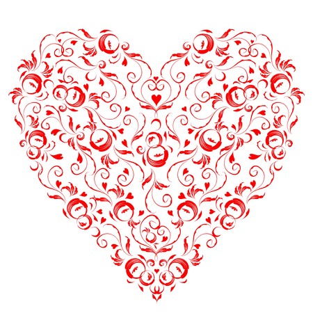 Heart shape, floral ornament for your design のイラスト素材