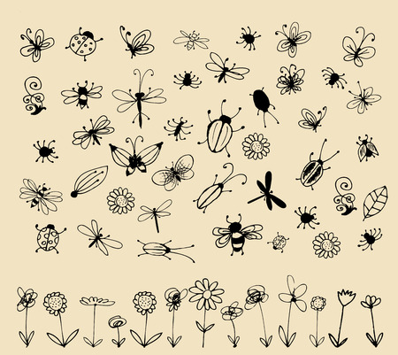 Insect sketch collection for your designのイラスト素材