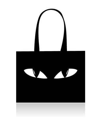 Funny black shopping bag with eyesのイラスト素材