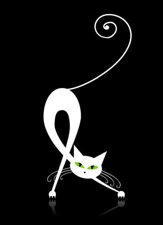 Graceful white cat silhouette for your designのイラスト素材