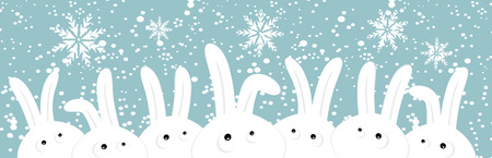Rabbits on christmas winter backgroundのイラスト素材