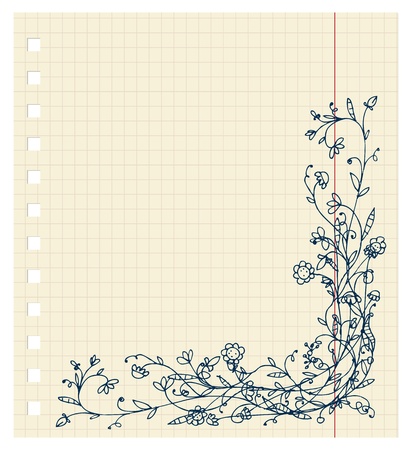 Sketch of floral frame for your designのイラスト素材