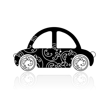 Black car with floral ornament for your designのイラスト素材