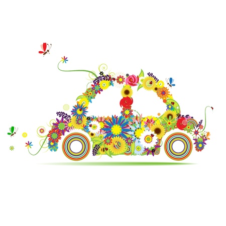 Floral car shape for your designのイラスト素材