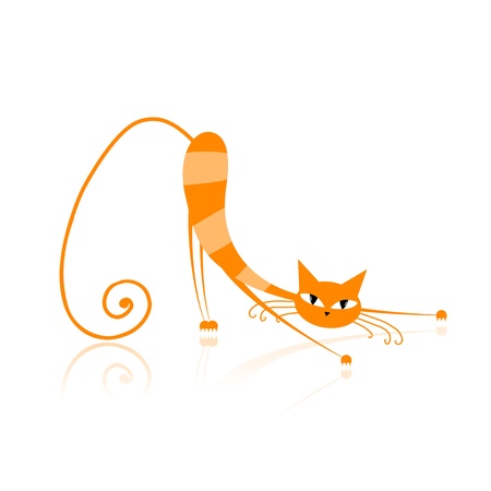 Graceful orange striped cat for your design のイラスト素材