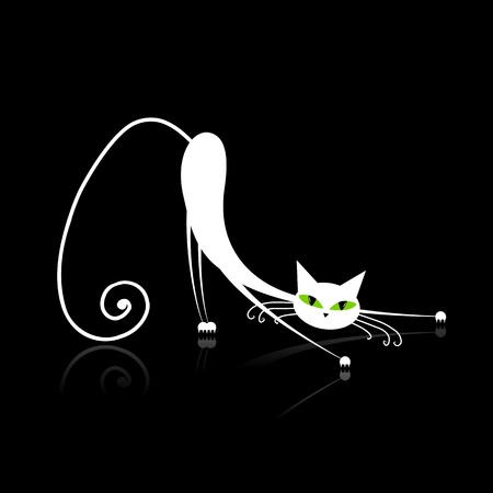 Graceful white cat for your design のイラスト素材