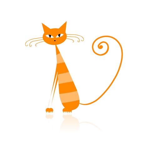 Funny orange striped cat for your design のイラスト素材