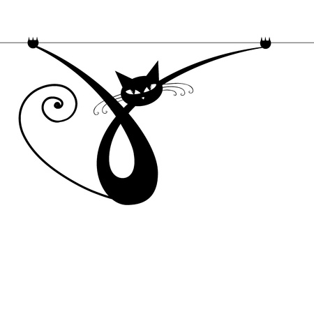 Graceful black cat silhouette for your design のイラスト素材