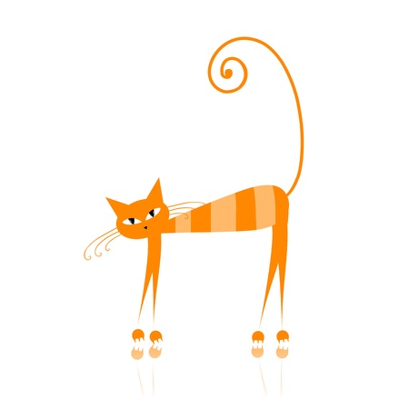 Funny orange striped cat for your design のイラスト素材
