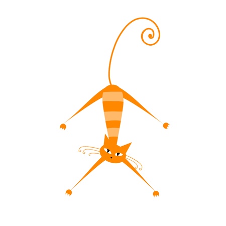 Funny orange striped cat for your design のイラスト素材