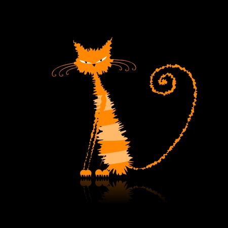 Funny orange wet cat for your design のイラスト素材