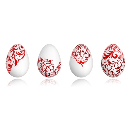 Easter eggs white with floral ornament for your designのイラスト素材
