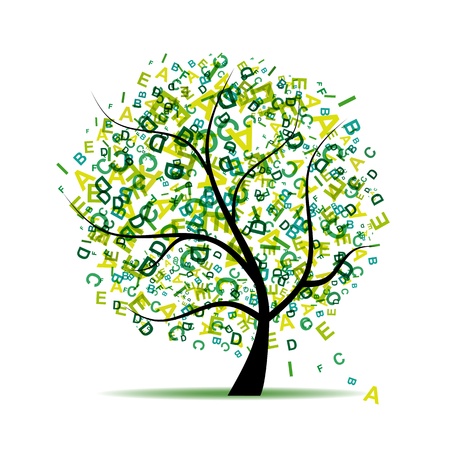Art tree with letters green for your designのイラスト素材